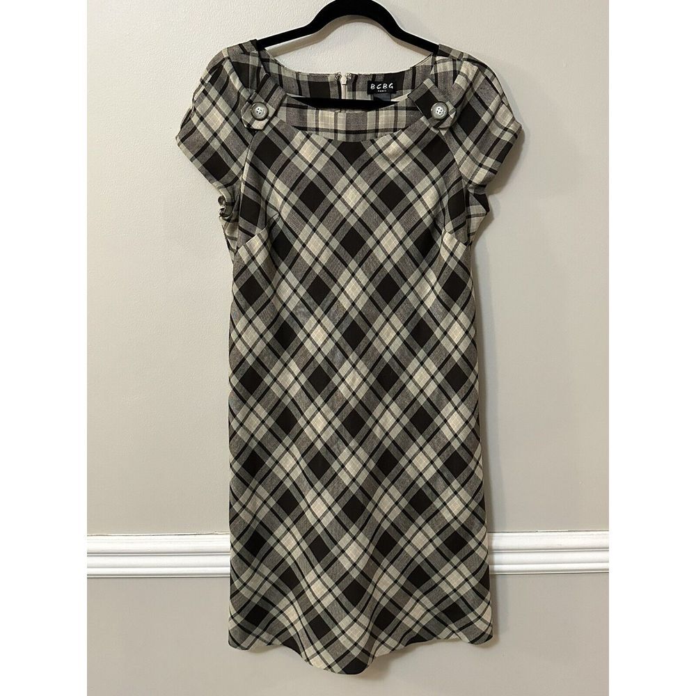 Women's BCBG Plaid Shift Dress Size 10
